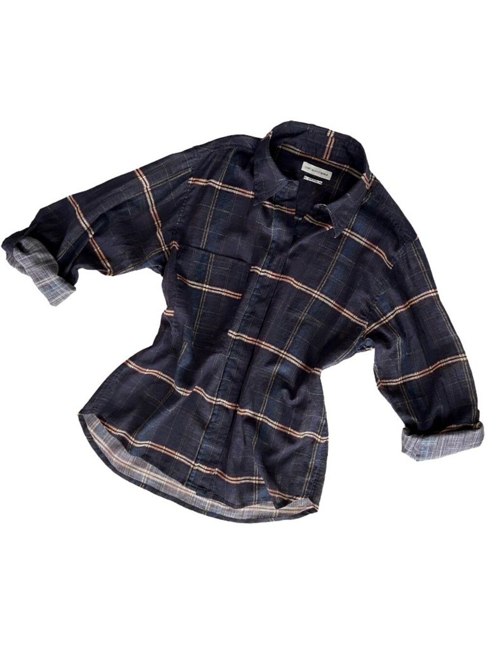 ISABEL MARANT ETOILE BLUE PURPLE PLAID PRINTED BUTTON-DOWN SHIRT SMALL